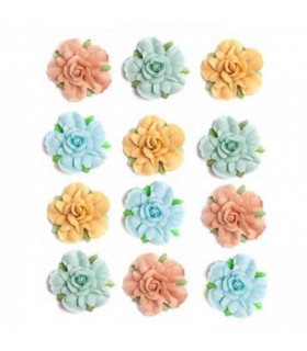 Flores de papel colores variados 12u de Dp Craft